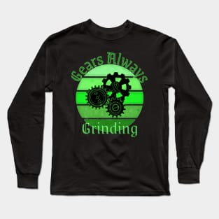 Mental Health Awareness Gears Always Grinding Overthinking Retro Sunset Long Sleeve T-Shirt